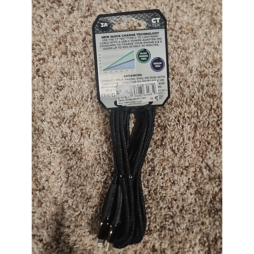 CT Tek MFI Certified Type C To Lightning Cable 12 Ft PD 20W Braided Xxtra Fast